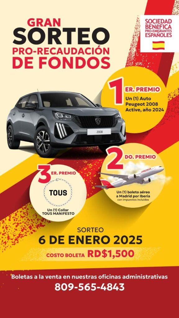 Afiche sorteo recaudación de fondos en favor de LA BENÉFICA